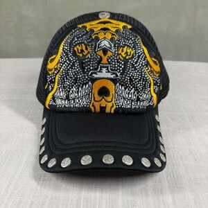 Watson Black Skulls Trucker Hat Rhinestone Studded Mesh Cap WTSN003-TRUCK-1 OS